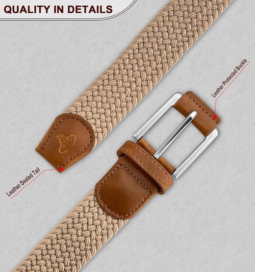 BULLIANT Stretch Belt for Men - Woven Braided Design | Perfect for Golf, Casual Pants & Jeans