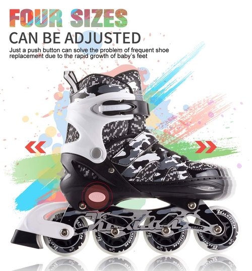 Kuxuan Skates Adjustable Inline Skates for Kids and Youth with Full Light Up Wheels Outdoor Fun Illuminating Skates for Girls and Boys