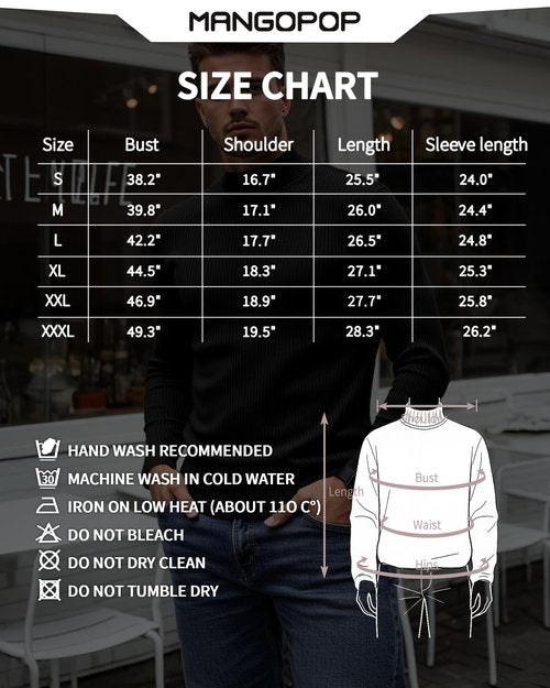 MANGOPOP Men's Mock Turtleneck Shirts Long Sleeve Shirts Pullover Ribbed Sweater Fall Fashion 2025