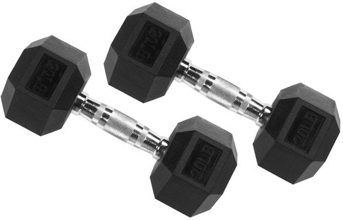 Fitvids 20LB Pair Hex Dumbbells Rubber Coated Hand Weights for Exercises and Fitness