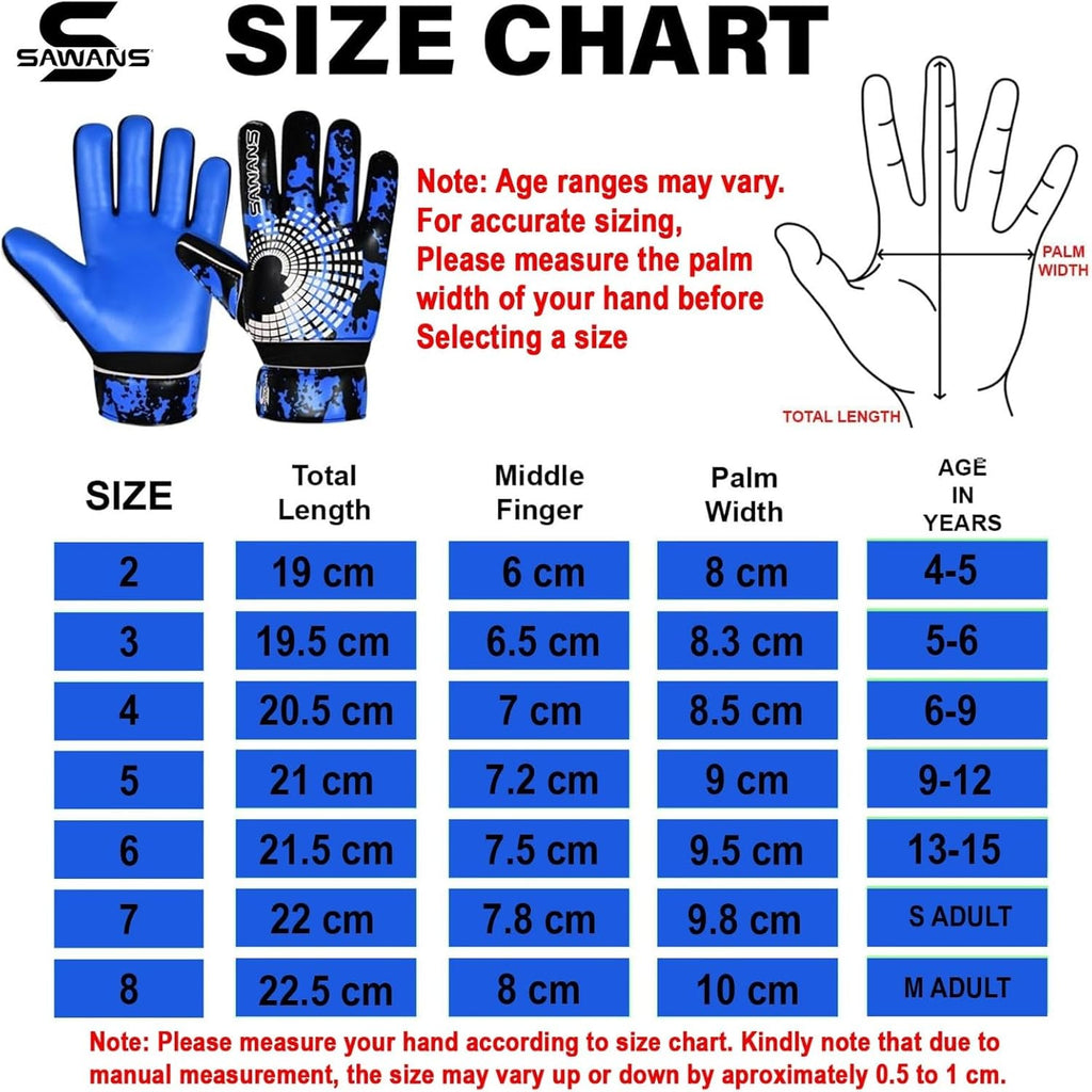 SAWANS Soccer Goalkeeper Gloves - Strong Grip & Wrist Support for Kids & Adults | Anti-Slip Design