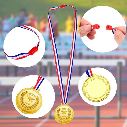 Hicarer Gold Plastic Medals - 30 Pieces, 2.36 Inch Awards for Sports, Soccer, Football & Gymnastics