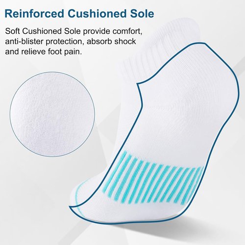 Heatuff Women's Ankle Socks - Cushioned Anti-Blister Athletic Low Cut | 7 Pairs