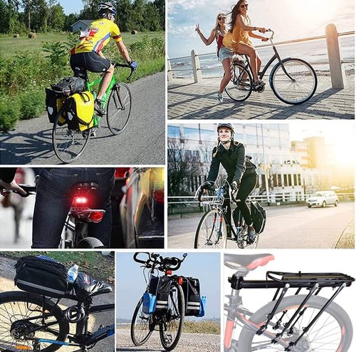 COMINGFIT Bike Carrier Rack, 400lbs Capacity Solid Bearings Universal Adjustable Bicycle Luggage Cargo Rack