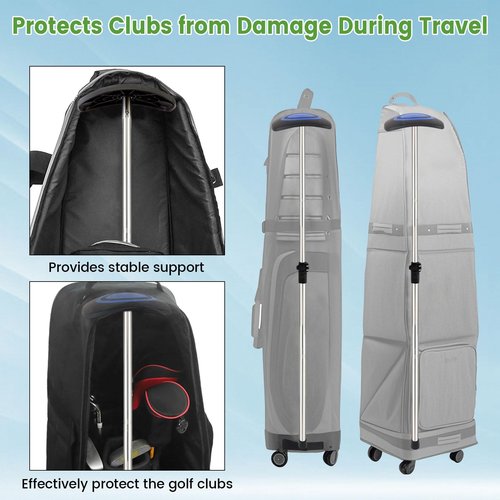 Greeily Golf Travel Bag Support Rod, 33"-60" Golf Club Travel Protector Stick Telescopic Adjustable Airlines Stiff Arm Club Protector Stainless Steel Pole