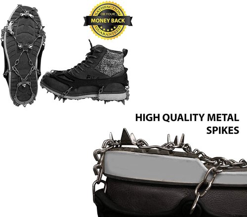 Limm Ice Snow Traction Cleats - Large Lightweight Crampon Cleats with Big Spikes - Anti Slip Walking Grips Fasten Quickly & Easily Over Footwear - Portable Ice Grippers for Shoes and Boots