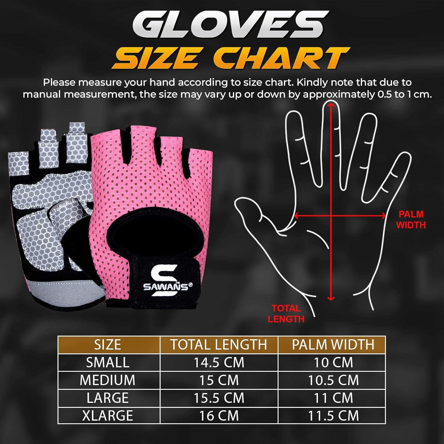 SAWANS Workout Gloves - Lightweight, Breathable Weight Lifting Gloves for Men & Women | Non-Slip Grip Protection