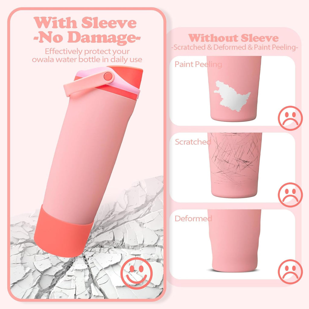Owala Silicone Boot | Non-Slip, Scratch-Resistant Stability Enhancer for 30oz & 40oz Bottles - 12 Colors Available (Angel Food Cake Red)