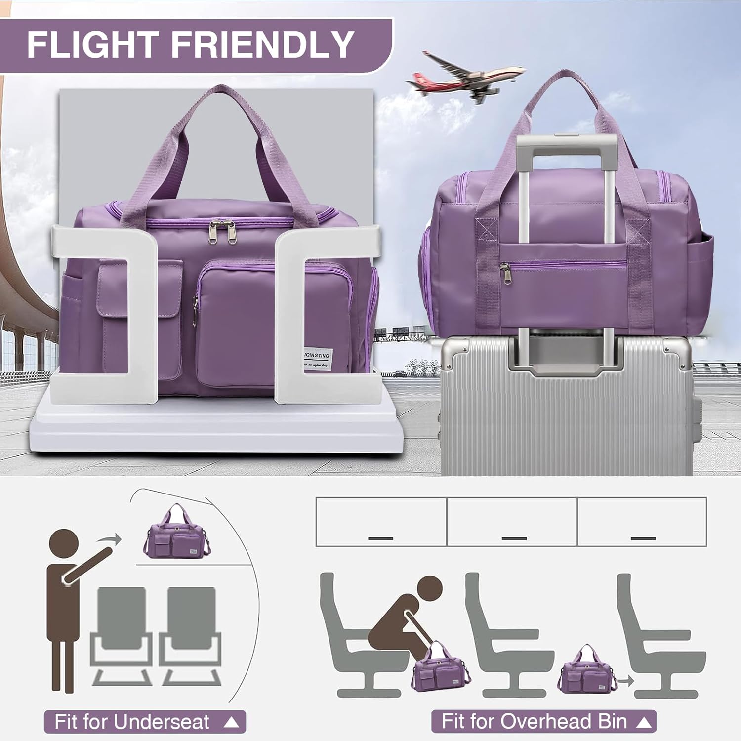 Skiennix Small Gym Bag - Women's Travel Duffle with Shoe Compartment | Ideal Weekender Bag