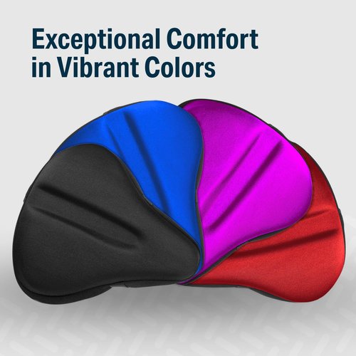 Bikeroo Comfort Bike Seat Cushion - Black Narrow Padded Gel Cover for Exercise, Mountain & Road Bikes, Universal Fit for Peloton & Stationary Bikes