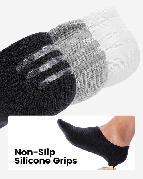 IDEGG No Show Socks for Men - Low Cut Ankle Athletic Socks with Non-Slip Grip | Comfortable Fit