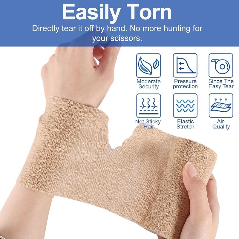 4 Inch Self-Adhesive Bandage Wrap 5 Yard Cohesive Medical Tape - 24 Pack Brown (Variation: Brown+4 Inch)