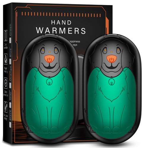 Hand Warmers Rechargeable 2 Pack, Pocket Hand Warmers with AI Control, 3-Temp Setting, 24 Hours Safe Heat, Electric Hand Warmers Fit Gloves for Skiing, Fishing, Hunting, Women Xmas Gifts (Green)