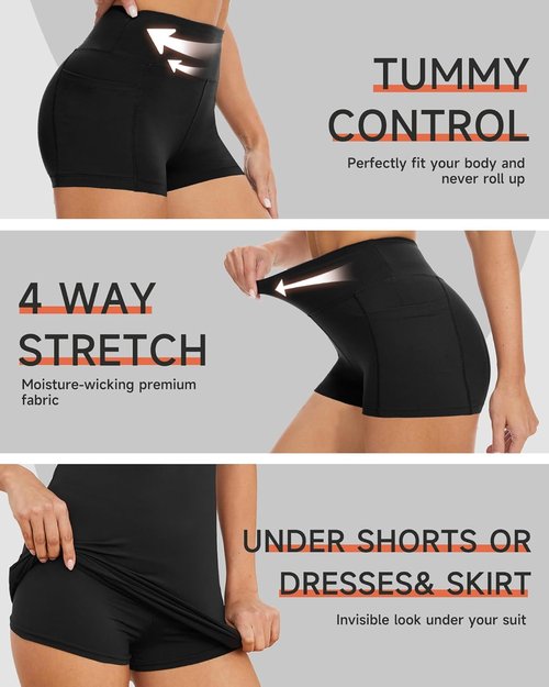 GAYHAY Biker Shorts for Women - High Waisted Black Spandex with Pockets for Yoga & Workouts
