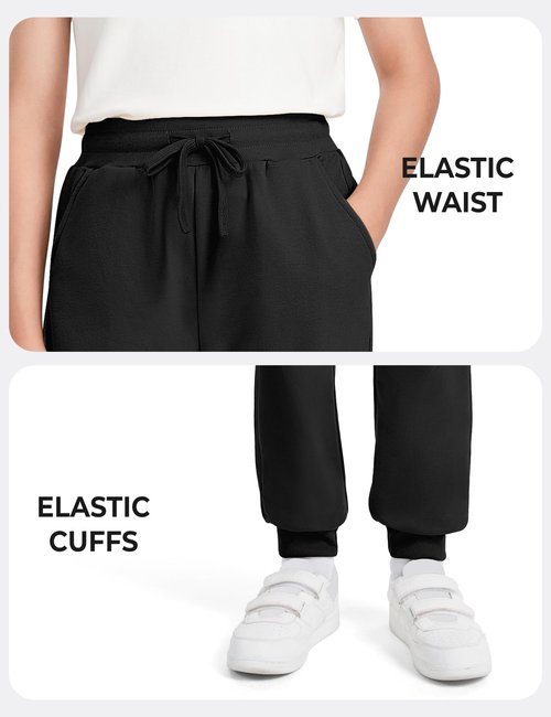 BOOPH Boys Sweatpants Kids Clothes Athletic Casual Joggers Pants with Poket Drawstring 7-8Y Black