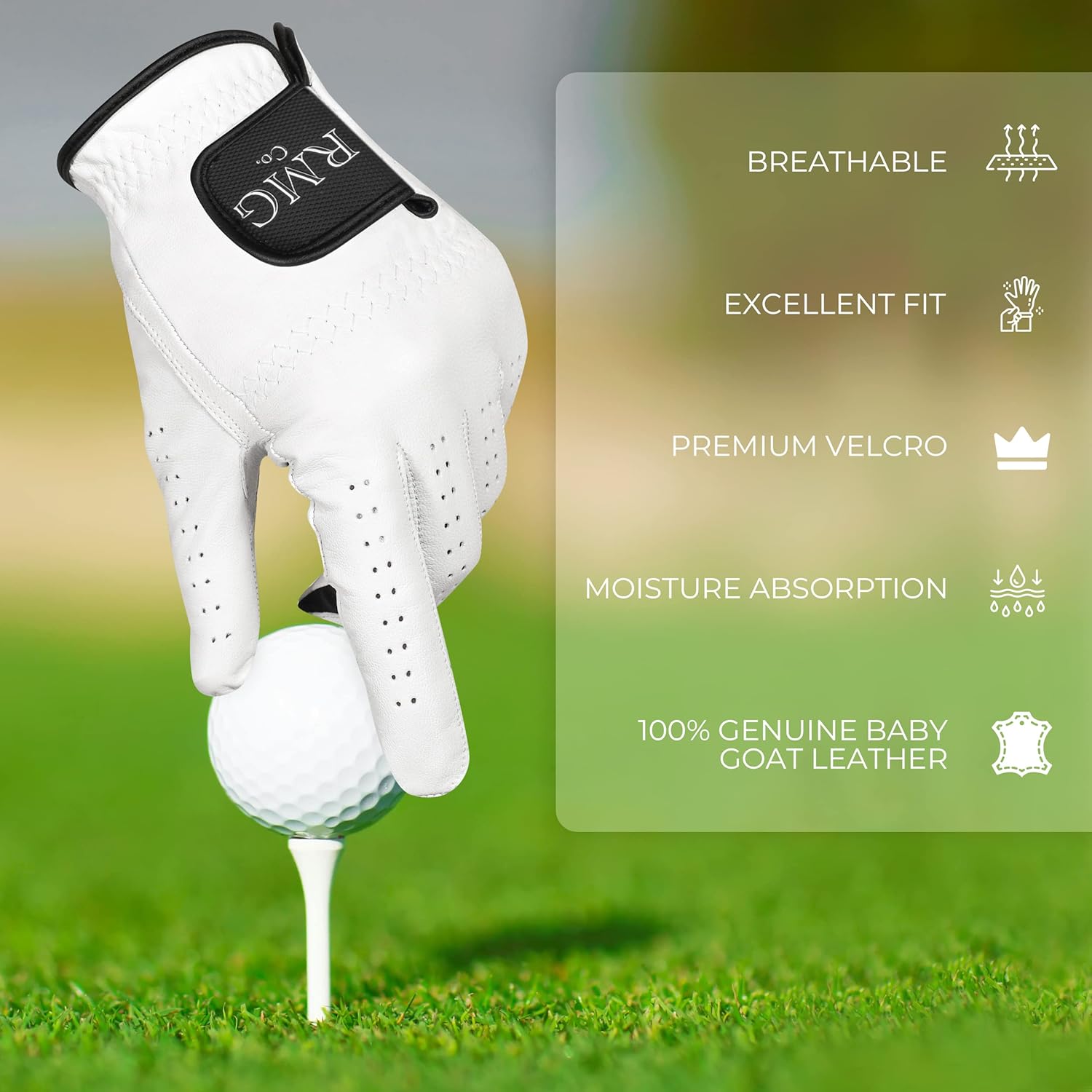 Skiennix Premium Leather Golf Glove - Classic White Design for Men | Left & Right Hand Options