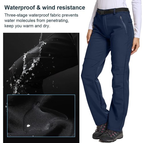 Jessie Kidden Women's Waterproof Pants Hiking Ski Snow Fish Fleece Lined Insulated Outdoor Golf Travel Pant (801F Blue 8)