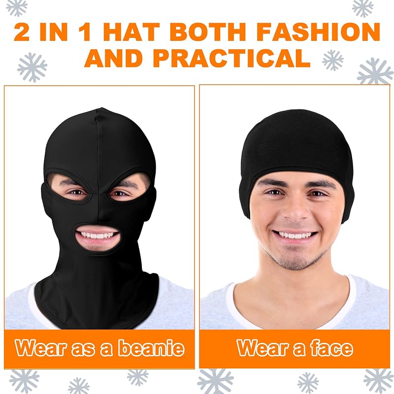 Seematn 8-Pack Full-Face Ski Masks with 3 Holes - UV Face Cover Neck Gaiter in Black, White, Yellow, Green, Pink, Rose, Red & Orange