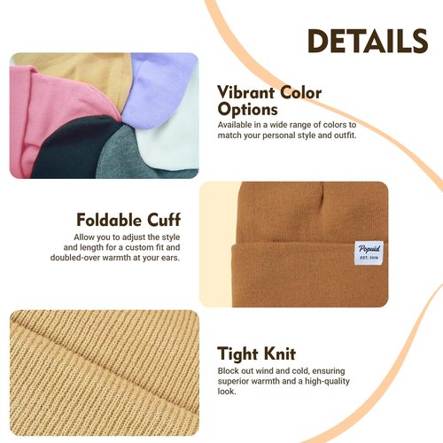 5 Pack Satin Lined Beanie Knit Winter Hats for Men Women, Soft Warm Slouchy Silk Lining Cuffed Skull Cap (Multicolor 2)