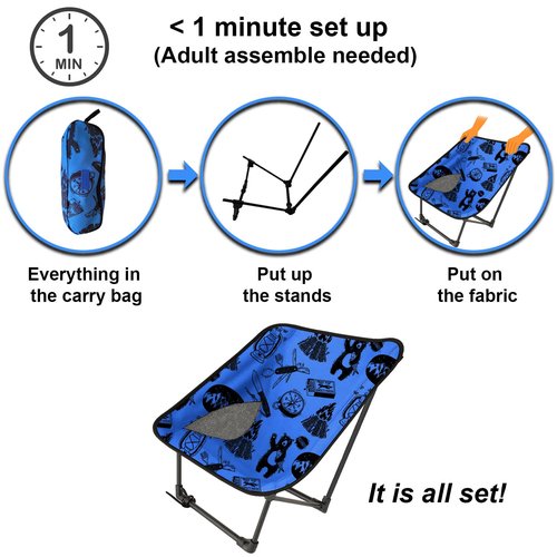 KidzAdventure Youth and Kids Camping Chair | Ultra Lightweight, Foldable and Heavy Duty | Ideal Indoor/Outdoor Kid Chair for Camping, Beach, Sports and Lawn