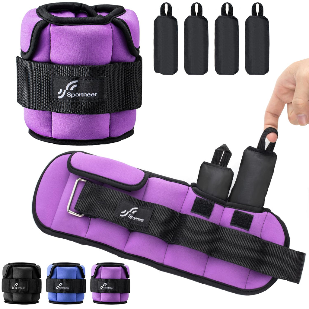 Sportneer Adjustable Ankle Weights for Women and Men：1 Pair 1 2 3 4 6 7lbs Upgraded Easily Adjustable Leg Weight, Weighted Wrist Weight Strap for Gym, Fitness, Workout, Walking, Dancing