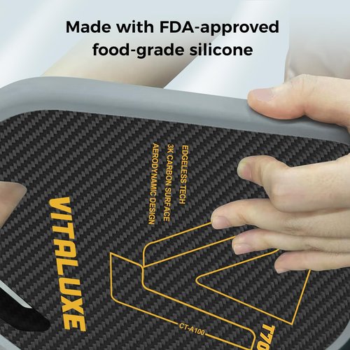 VITALUXE T700 Raw Carbon Fiber Pickleball Paddle, Edgeless 3K Carbon Fiber Surface, Lightweight with Thermoformed Aerodynamic Design with Paddle Edge Guard Tape and Cover