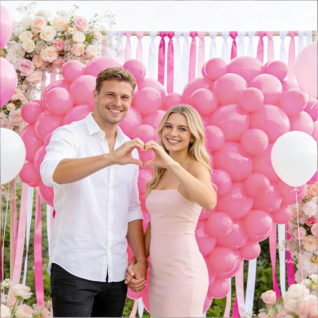 Pink Balloon | 110pcs 12-Inch Latex Balloons for Birthday, Valentine's Day & Weddings - Includes 2 Ribbons