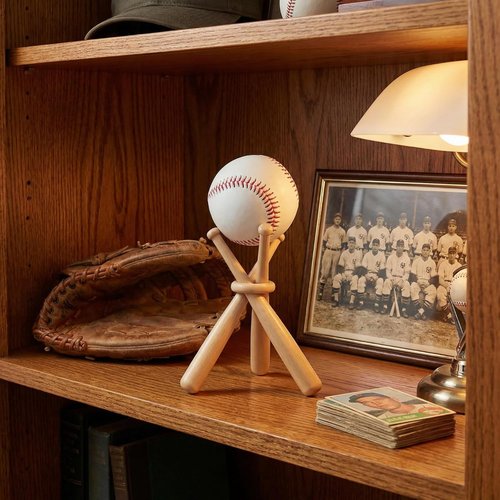 Honoson Baseball Display Stand - Wooden Bat & Ball Holder for Sports Lovers | Centerpiece Decor (1 Pack)