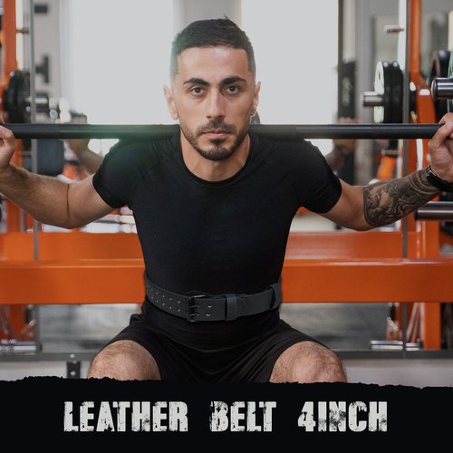 Premium Leather Weightlifting Belt for Men & Women – 4" & 6" Width – Heavy Duty Gym Belt for Powerlifting, Bodybuilding, CrossFit – Adjustable Support for Back & Core – Ideal for Squats & Deadlifts (4in, M)