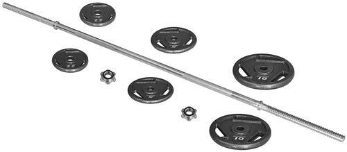 Fitvids Signature Fitness Cast Iron Standard Weight Plates Including 5FT Standard Barbell with Star Locks – 45-Pound Set (35 Pounds Plates + 10 Pounds Barbell) – nan – Black