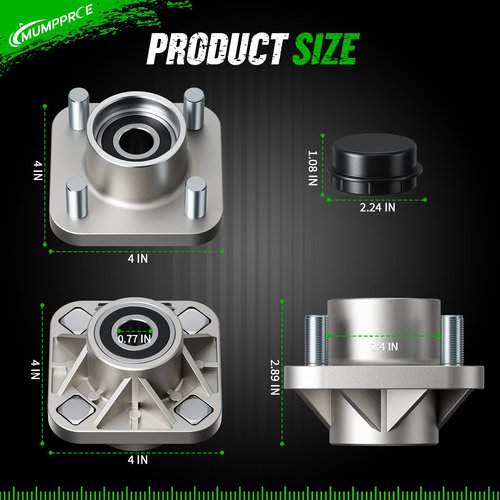 MUMPPRCE Golf Cart Front Wheel Hub Assembly for Club Car DS & Precedent 2003-Up, Tempo 2018-Up, Club Car Front Wheel Bearings with Dust Cover Fits Gas or Electric Golf Carts, OEM# 102357701, 2PCS