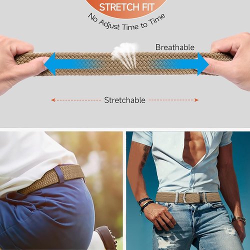 GAEKEAO Elastic Braided Stretch Belt for Men - Perfect Gift for Golf, Casual Shorts & Jeans