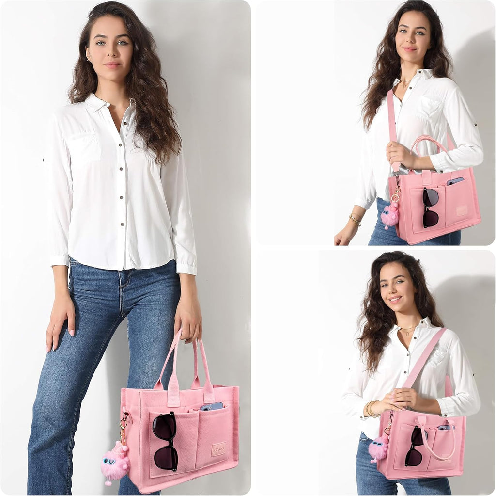 Skiennix Canvas Tote Bag - Stylish Women's Crossbody Purse with Pockets for Everyday Use | Versatile Satchel Handbag