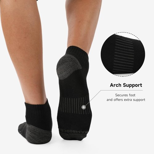 BAMBOO COOL Men's Athletic Ankle Socks - Cushioned, Moisture-Wicking, Arch Support | 6 Pack