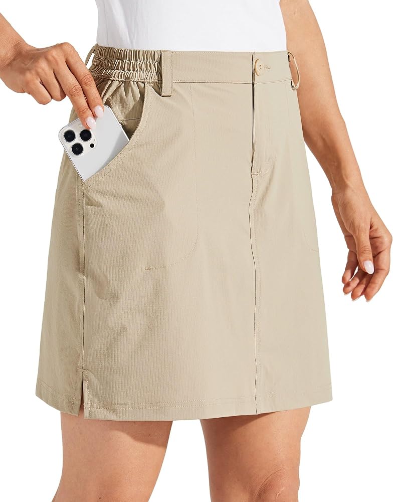 Willit Women’s Golf Skort Khaki Large UPF 50+ Quick-Dry with Pockets