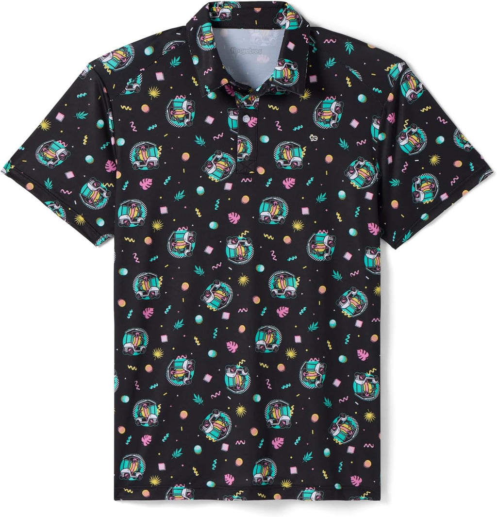 Tipsy Elves Men's Golf Polo - 4-Way Stretch, Quick Dry Performance Shirt - Athletic Fit