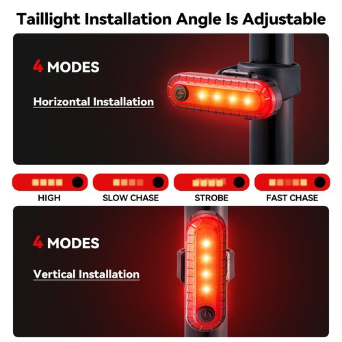 JowBeam Bike Light Set - 1200 Lumen Dual LED Headlight & Rear Light, 12+5 Modes, USB-C Rechargeable, IPX5 Waterproof - Ideal for Urban Commuting & Night Riding
