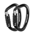 Heavy Duty Carabiner Clips 12KN Aluminum D Ring Double Locking Caribeaner Hooks