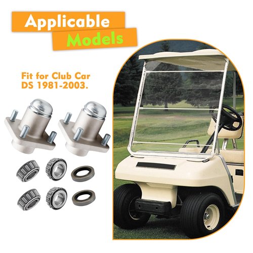 CLUBRALLY Golf Cart Front Wheel Hub Kit and Bearings Seals, Front Hub Assembly for 1981-2003 Club Car DS Gas & Electric Golf Cart, OEM#1011892 (2 PCS)