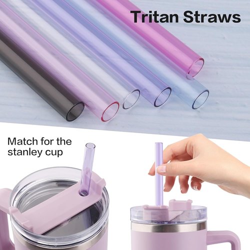 Joshey 12 Inch Tritan Replacement Straws - 6 Pack Reusable Straws with Cleaning Brush for Stanley 40oz Tumbler, BPA-Free (Clear)