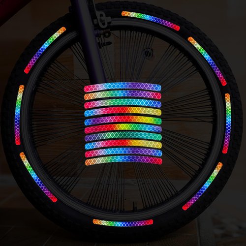 Bruislard 60 Pcs Tire Stickers for Car Wheel Reflective Decorative Strip Universal Wheel Rim Decal Night Safety Warning Anti-Scratch Stickers Exterior Accessories for Motorcycle Car Bike