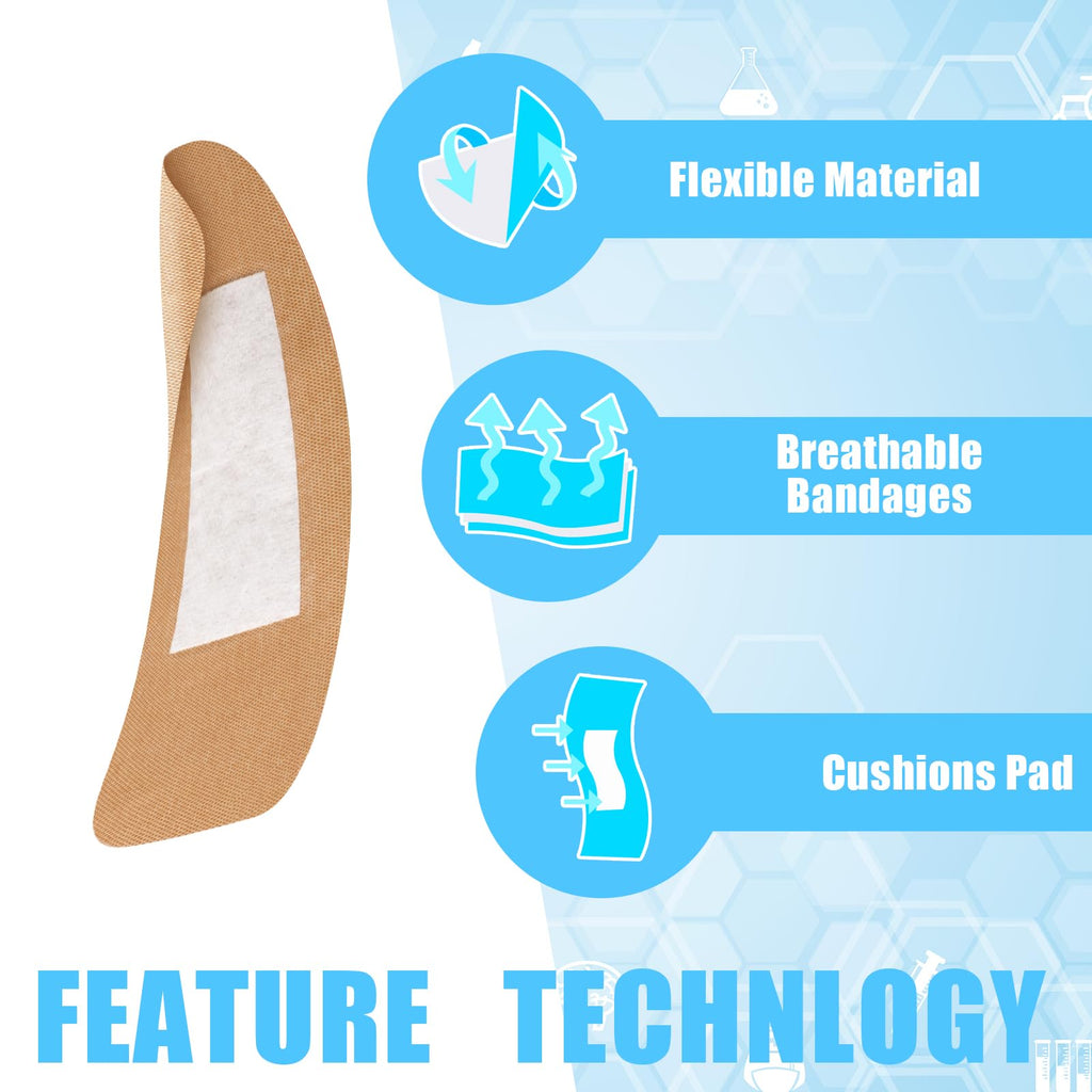Sinmoe 200 Pcs Large Bandages Bulk Big Flexible Adhesive Wound Care Fabric Bandages for Care and Protect Wounds, 2 x 4 Inch