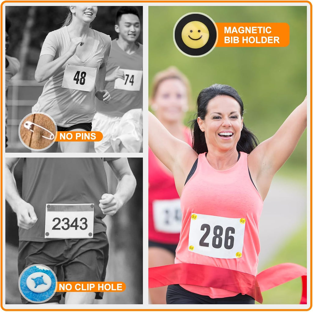 Skiennix Magnetic Bib Clips - Secure Race Bib Holders for Runners | Essential Gift for Athletes (Yellow)