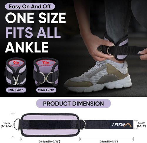 APEXUP Ankle Strap for Cable Machine - Adjustable Neoprene Resistance Bands for Glute Workouts & Leg Extensions