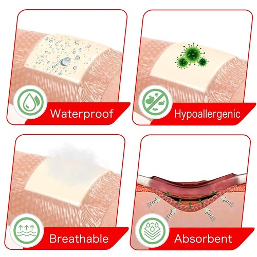 FRESINIDER Silicone Foam Dressing with Adhesive Border – Wound Dressing Bandage – Silicone Foam Pad – Pack of 20 – 4 x 4 Inches Large Waterproof Bandages – Self Adhesive Wound Care and Dressings