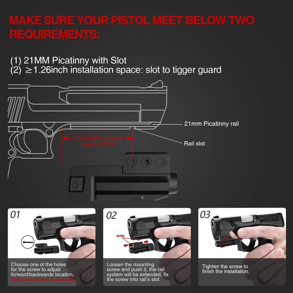 SOLOFISH Tactical Blue Laser Sight for Pistol Handgun, Low Profile Beams for Guns, Shockproof Sight Compatible with Glock 17 19, Beam: Class IIIA, <5mW