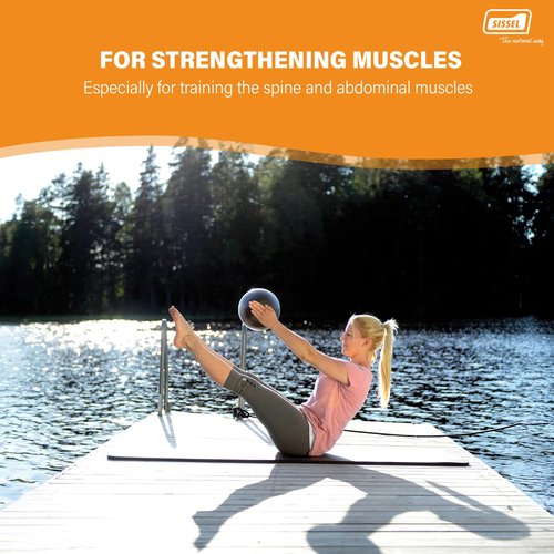 SISSEL Pilates Soft Ball Blue | 10 in | Phthalate- & Latex-Free PVC | for Deep Relaxation & Muscle Strengthening | 340 lbs Capacity | Includes Exercise Guide