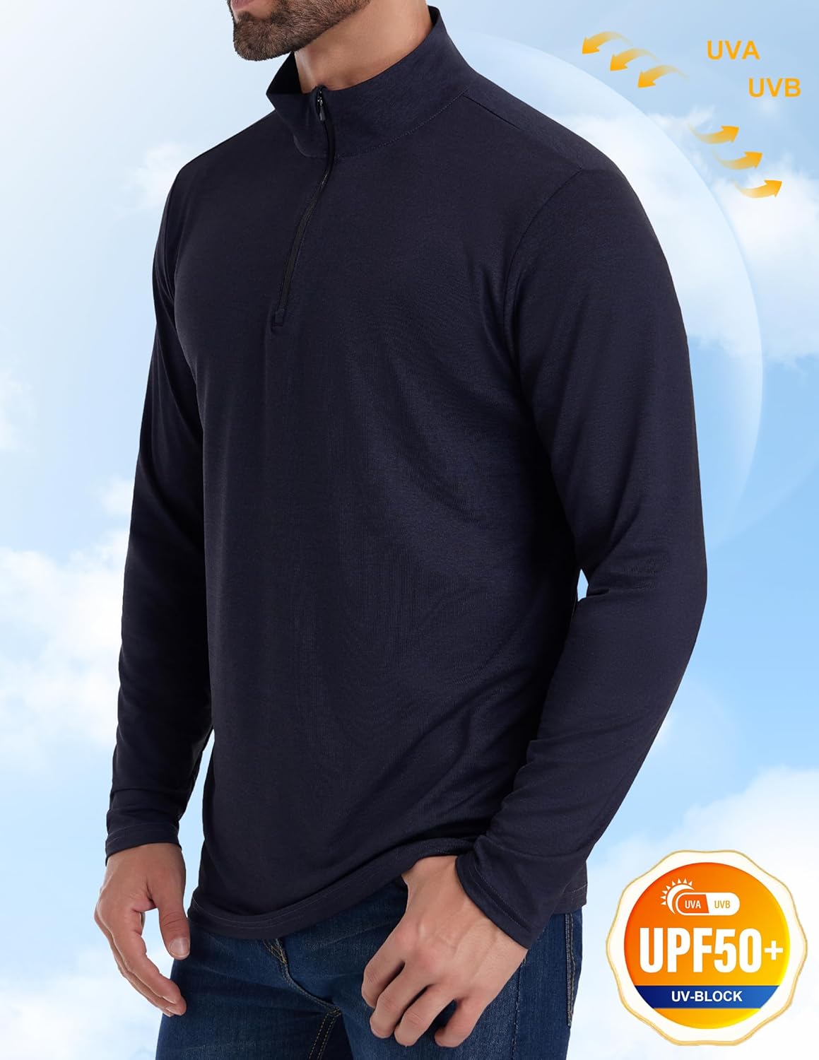 OYGSieg Men's Quarter Zip Pullover - Lightweight Quick-Dry Athletic Tops | 4 Pack, Casual Style