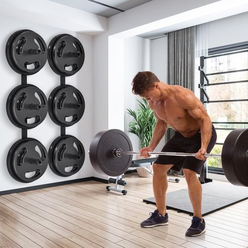Kipika Weight Plate Storage Rack - Wall Mounted Weight Plate Holder, 3-Peg Heavy-Duty Steel Organizer for Olympic Plates, 1200lb Capacity, Space-Saving for Home Gym