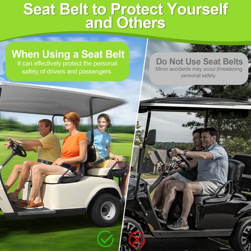 LEAPGOMAX Retractable 61" DOT Seatbelts, Universal 2 Point Adjustable Seat Belts for Golf Carts EZGO, Yamaha, Club Car, ICON, Star, Zone Golf Carts, Go Kart, Forklift (2 Set)